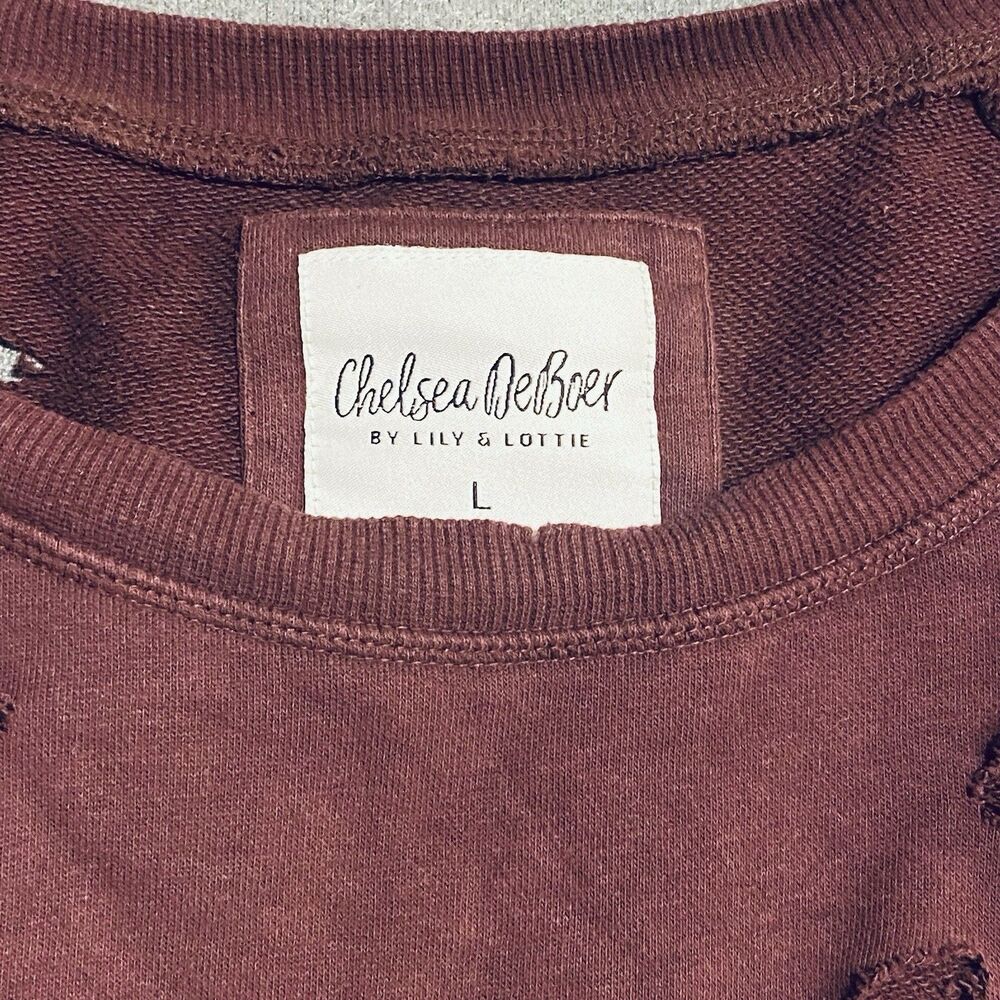 Chelsea DeBoer By Lily & Lottie Purple Sweater Distressed Large Holes Long Sleev